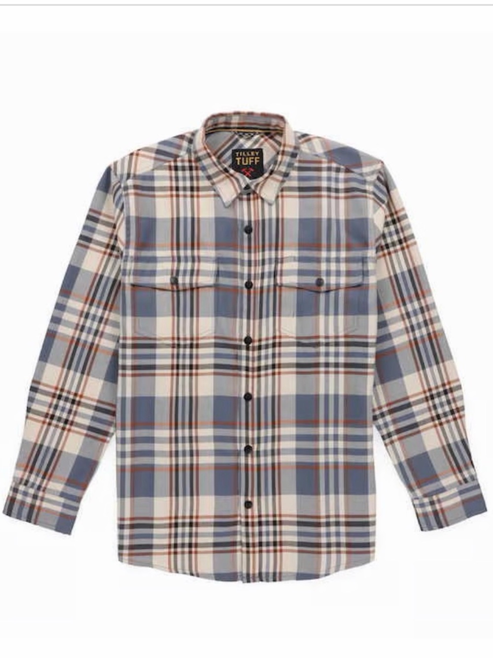 Tilley Tuff Men's Blue and Cream Plaid Button-Down Shirt